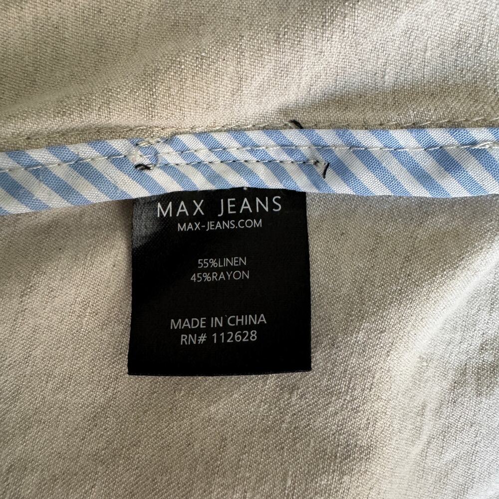 MAX JEANS Beige Oatmeal Linen Blend Cargo Utility Vest Womens Large - Picture 12 of 13